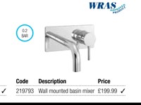Iflo Heavea Contemporary Wall Mounted Basin Mixer Product 219793 Rrp 199.99 £ Iflo Heavea Contemporary Wall Mounted Basin Mixer Product 219793 Rrp 199.99 £