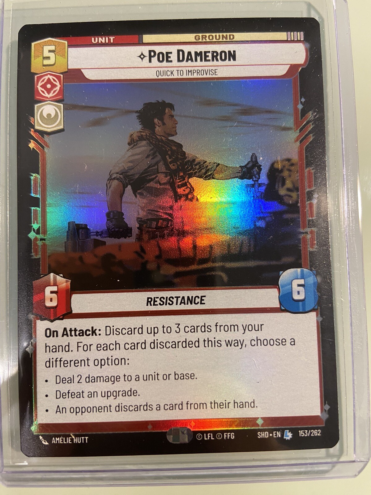 Star Wars Unlimited Poe Dameron Foil NM 153 Shadows Of The Galaxy Legendary