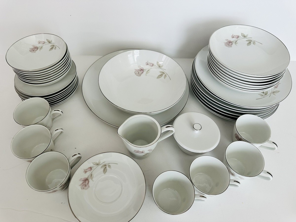 食器 rosa Montrose 3413 By Rose China Pink /Taupe Rose & Bud, Silver
