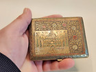 Brass Color Cigarette Case Old Vintage Rare Taj Mahal Carved On Both Sides