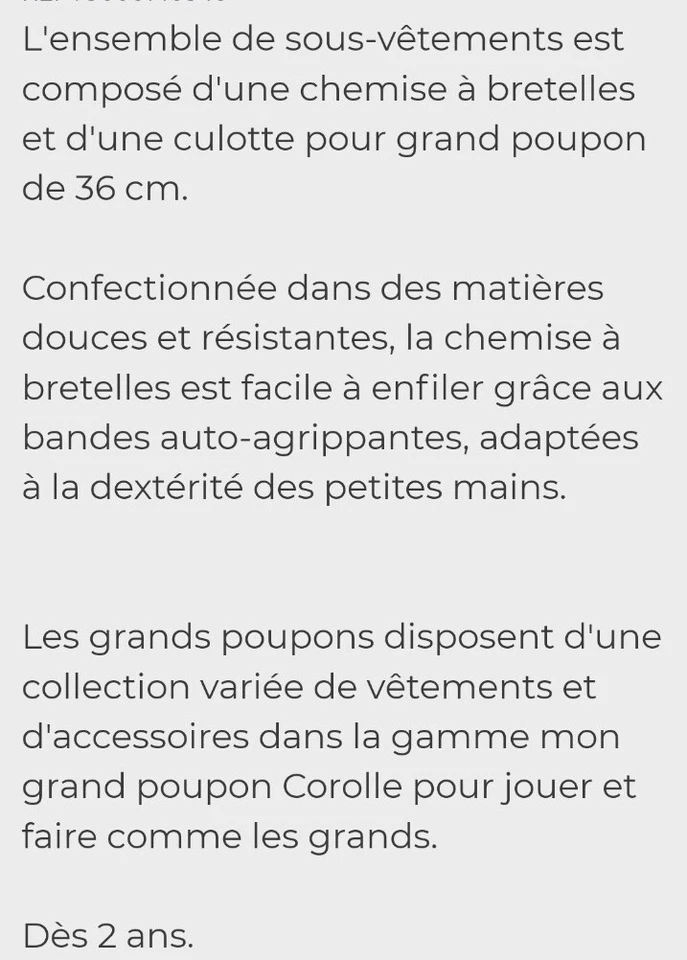 Corolle/ Ensemble Sous Vêtements/ Poupee 36cm - Photo 4/4