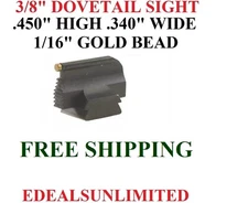3/8" DOVETAIL SIGHT browning Winchester Ruger Henry 450H 340W 1/16" GOLD BEAD