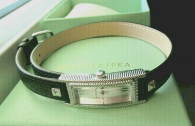 Judith Ripka NEW! Silver-tone SS BLACK Leather Wrap WESTPORT  display picture 1