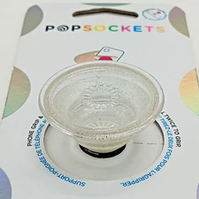 PopSockets Phone Grip Stand Glitter Silver Clear POPGRIP