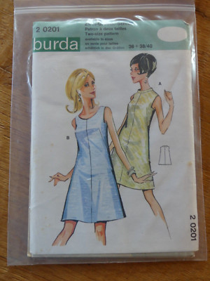Vintage Damen Schnittmuster Burda style 2 0201 exklusives Kleid dress 36 38/40