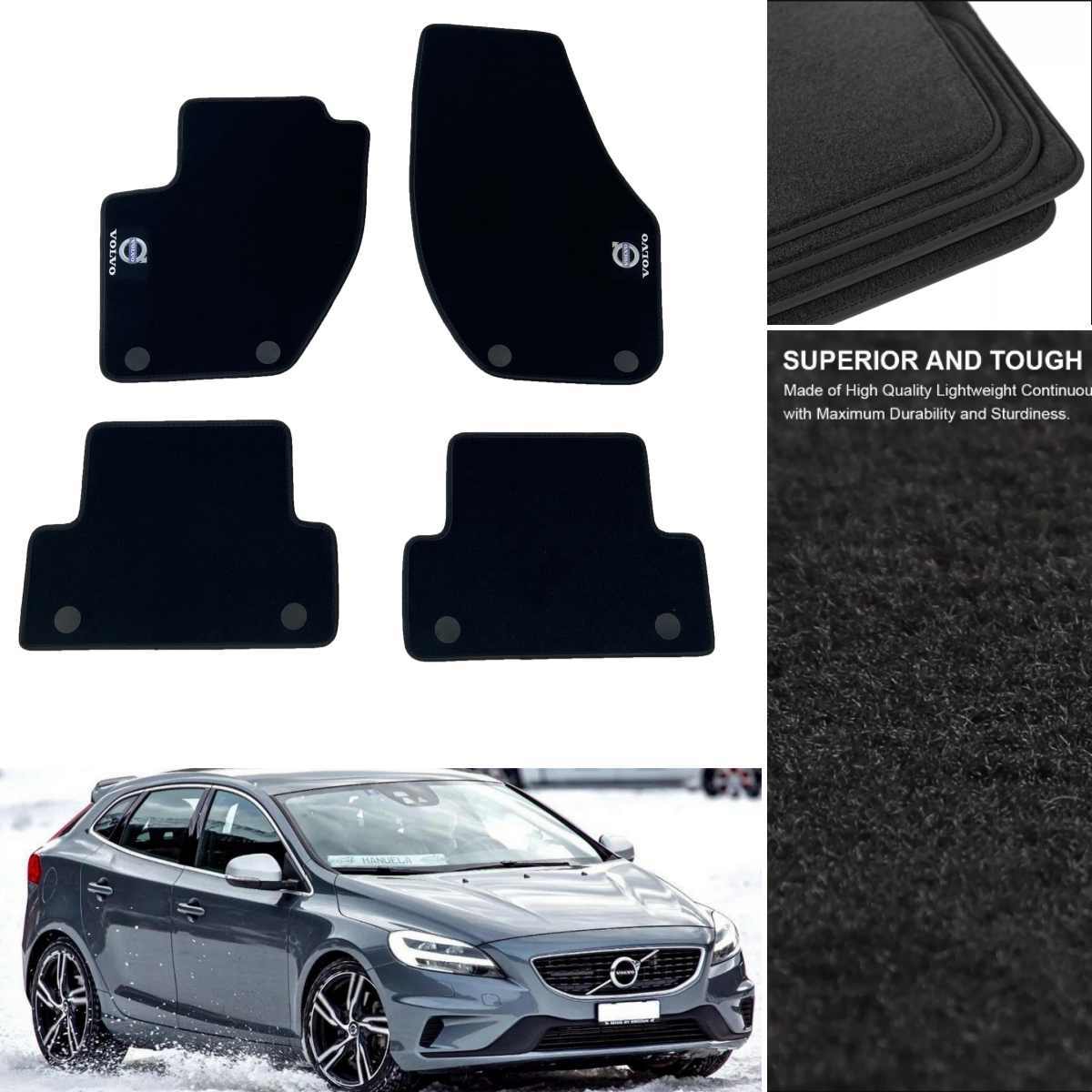 Volvo V40 2013-2019 Custom Fit Floor Mats Black Front & Rear Car Carpets