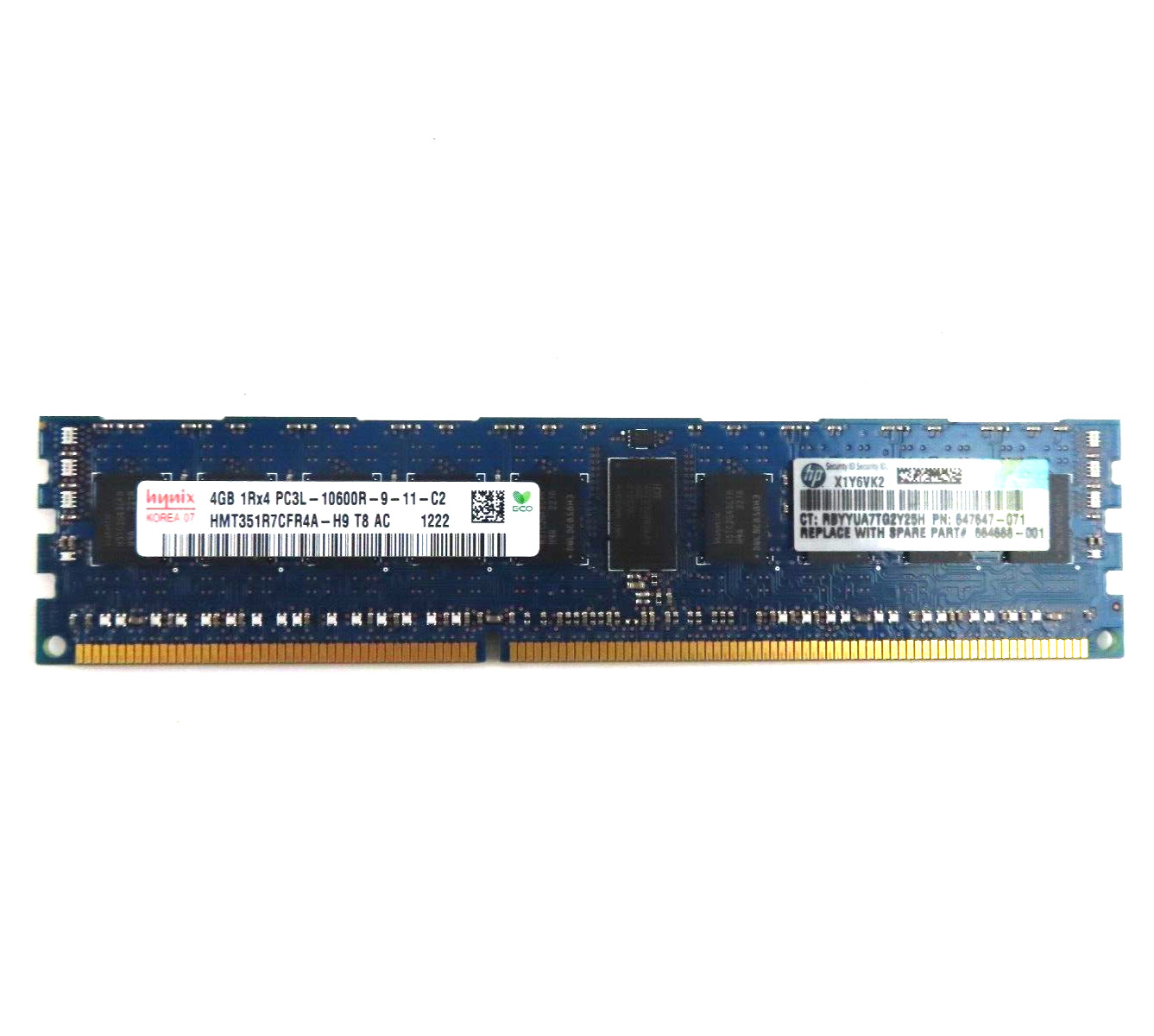 4GB RDIMM 1Rx4 DDR3 PC3L-10600R 1333MHz (240 Pin) (ECC) Memory for Server