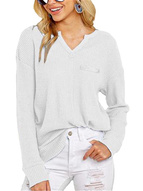 Women V Neck T Shirts for Women Waffle Knit Womens Long Sleeve Tops Casual Tuni Women V Neck T Shirts for Women Waffle Knit Womens Long Sleeve Tops Casual Tuni