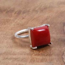 Red Coral Ring 925 Sterling Silver Ring Statement Ring Boho Ring All Size
