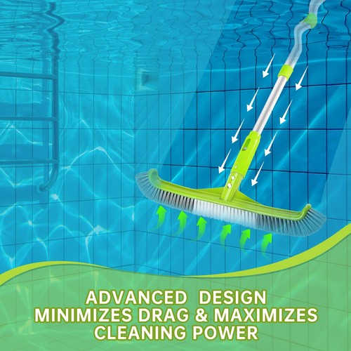 Pool Brush,17.5" Curved Edge Pool Brushes Head for Cleaning Pool Walls - Picture 3 of 5