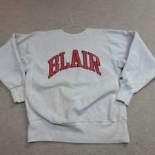 Vintage Champion Sweater Medium Gray Blair Academy Reverse Weave Made in USA