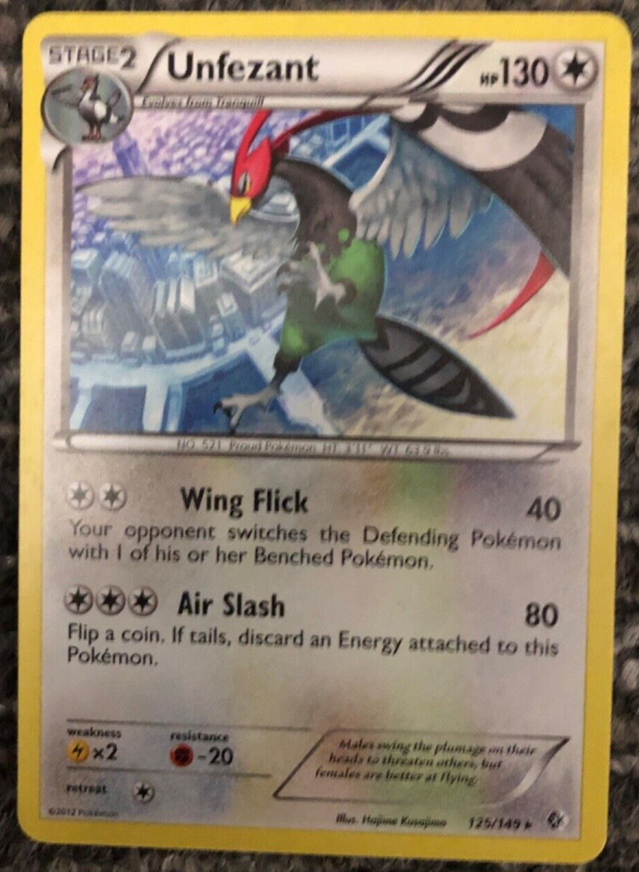 Pokémon TCG Unfezant - Boundaries Crossed 125/149 Regular Rare NM