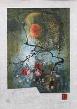 Lebadang (aka Hoi), Cherry Blossoms, Lithograph on Handmade paper, signed in pen