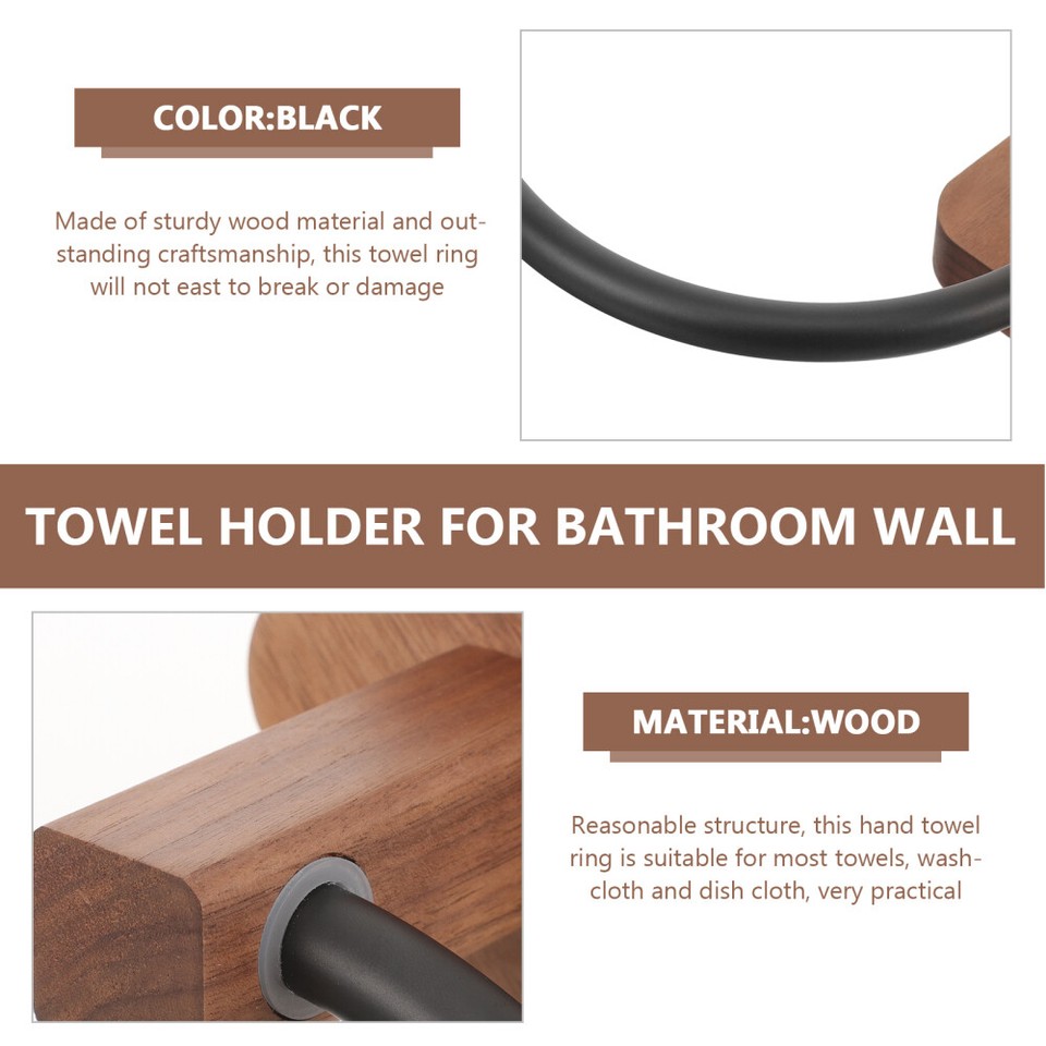 Hand Towel Holder Bathroom Towel Ring Wooden Towel Hanger Dish Cloth