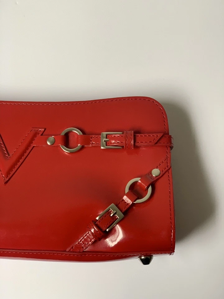 Bolso de Mano Via Spiga Rojo Cuero Duro Plateado Herrajes Rectángulo ☼ Bolso de Mano Foto 4 de 4