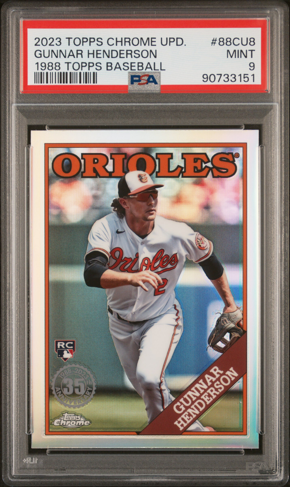 2023 Topps Chrome Update 35 Year 1988 88CU8 Gunnar Henderson RC PSA 9 Orioles