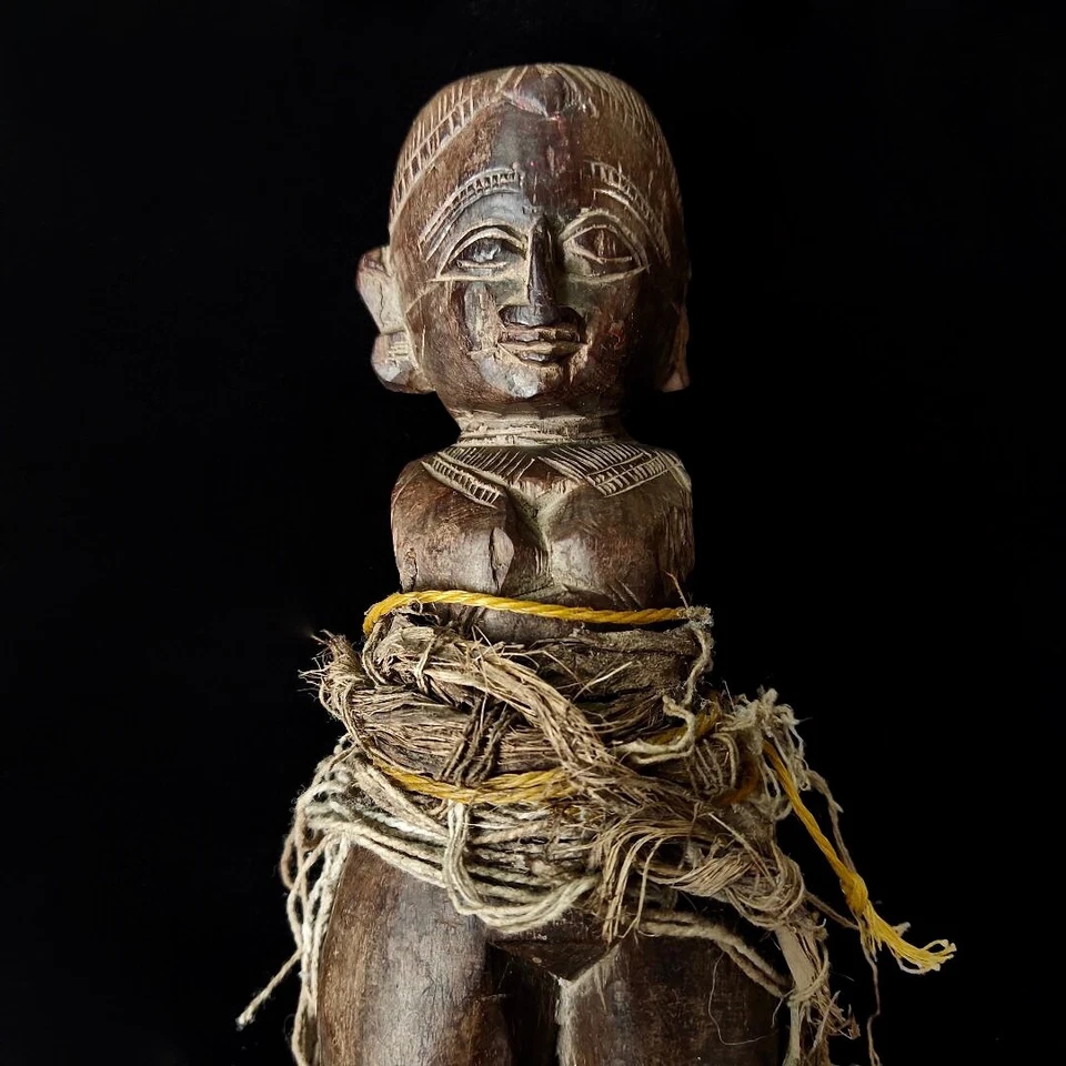 Antigua Estatua Muñeca Parvati Primitiva India Tallada Madera Escultura Arte Tribal Foto 2 de 4