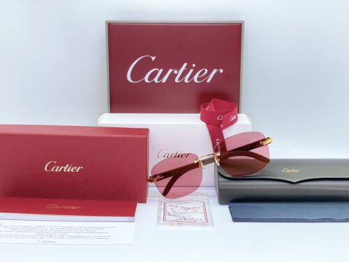 Occhiali Cartier Wood Gold CT0052O 100% Authentic Sunglasses Frames Lunettes - Foto 6 di 10