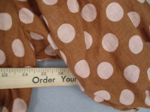 Zimmermann Dress Womens 1 Brown Pink Linen Polka Dot Puff Button Plunge Shirred - Picture 11 of 20