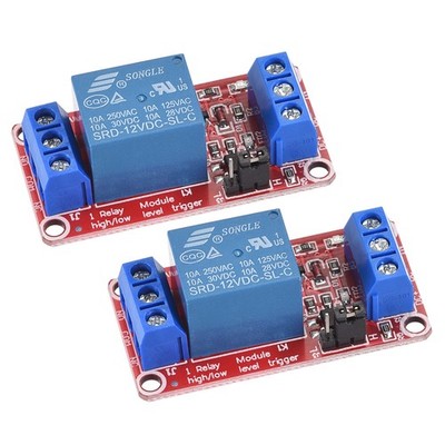 2 x Relay Module 1 Channel 12V High Low Level Trigger Module Red