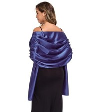Shawls and Wraps for Evening Dresses Satin Women Long Scarf 79x28 inches Navy