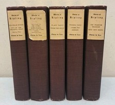 Antiquarian Hardcovers-Lot Of 5-Works Of Kipling-Edition  de Luxe-Harcourt...