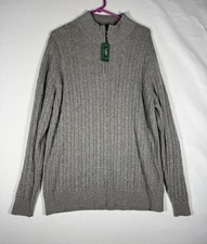 NWT L.L. Bean Cashmere Sweater Men's XL Gray 1/4 Zip Pullover Cable Knit 159