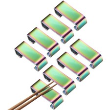 8pcs 304 Stainless Steel Flat Chopstick Rest Spoon Holder, Colorful