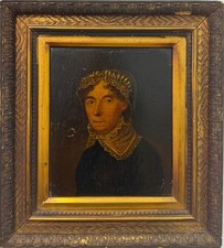 GEORGIAN 19th Century antique vintage oil painting on panel portrait woman