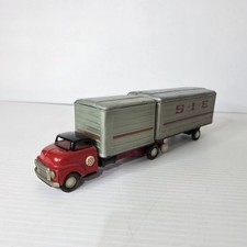 Semi Truck  Tandem Trailer Set Tin Friction Toy SSS Japan S I E Vintage Car