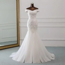Customized Beautiful Three-dimensional Flower Lace Wedding Dress Mermaid Dress