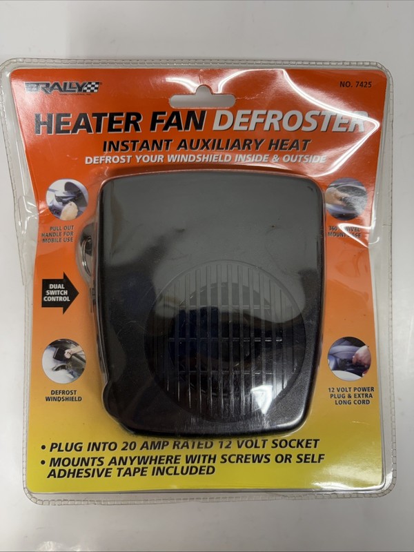 Rally Heater Fan & Defroster 12 Volt  Socket Instant Aux. Heat No. 7425 - New