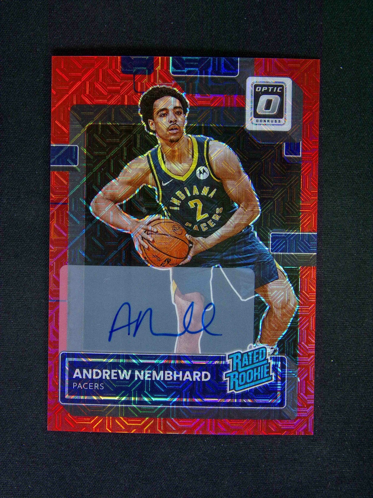 2022-23 Panini Donruss Optic Andrew Nembhard #230 RC Auto Red Mojo