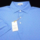 Peter Millar Polo Golf -M- Blue Purple White Dot -Summer Comfort Shirt CROWN