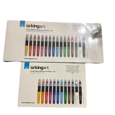 Kingart Artist Media Gel Sticks Set 12 & 16 Metallic Colors Comfort Grip NEW