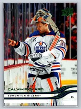 2025-26 UD Series 2 Holiday Green Foil Calvin Pickard Edmonton Oilers #317