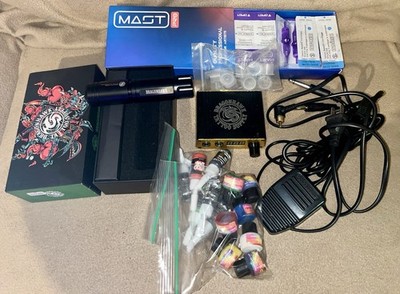 Dragonhawk Tattoo Kit with Rotary Pen, Power Supply, Cartridge Needles, and Ink
