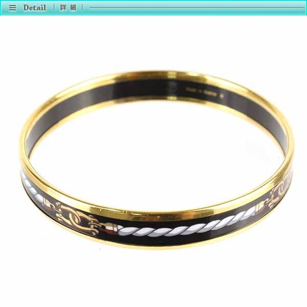HERMES gold black enamel bangle luxury ladies bracelet high quality GP cloisonne-image