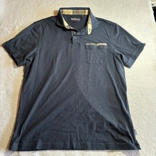 Barbour Mens Navy Blue Corpatch Polo Shirt Tartan Trim Pocket MML1071NY31 Size L