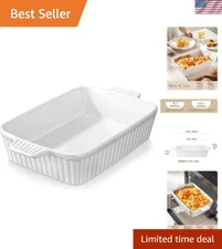 Deep Rectangular Baking Dish - 4.4 QT Microwave & Dishwasher Safe | Wedding Gift