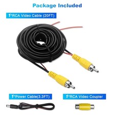 Backup Camera Cables RCA 20FT/6 Meters , Car Reverse Rear View