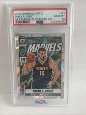 2024 Donruss Optic Basketball Nikola Jokic Net Marvels Cracked Ice 12/25 PSA 10
