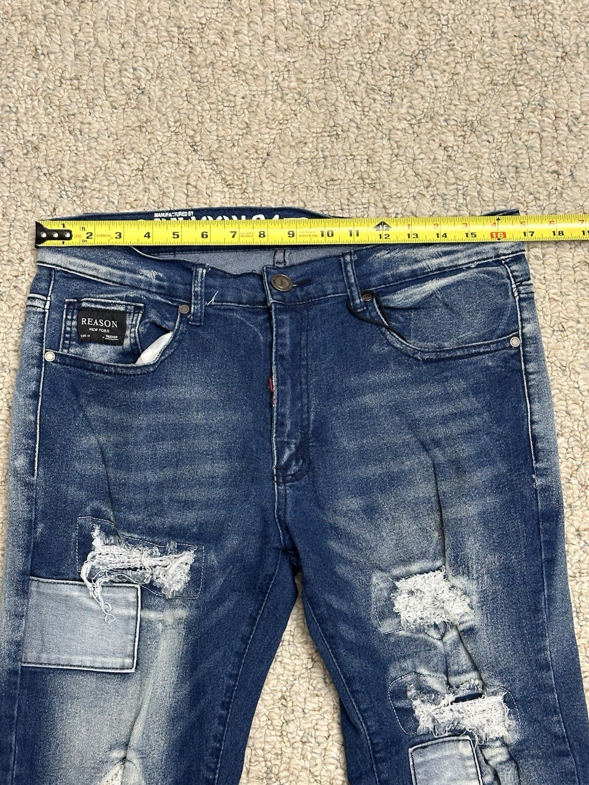 Reason Multicolor Patchwork Denim Jeans Size 34 - image 9