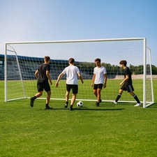 Pro Soccer Goal Set 16x7ft w/6 Cones Net, Heavy Duty 50mm Steel