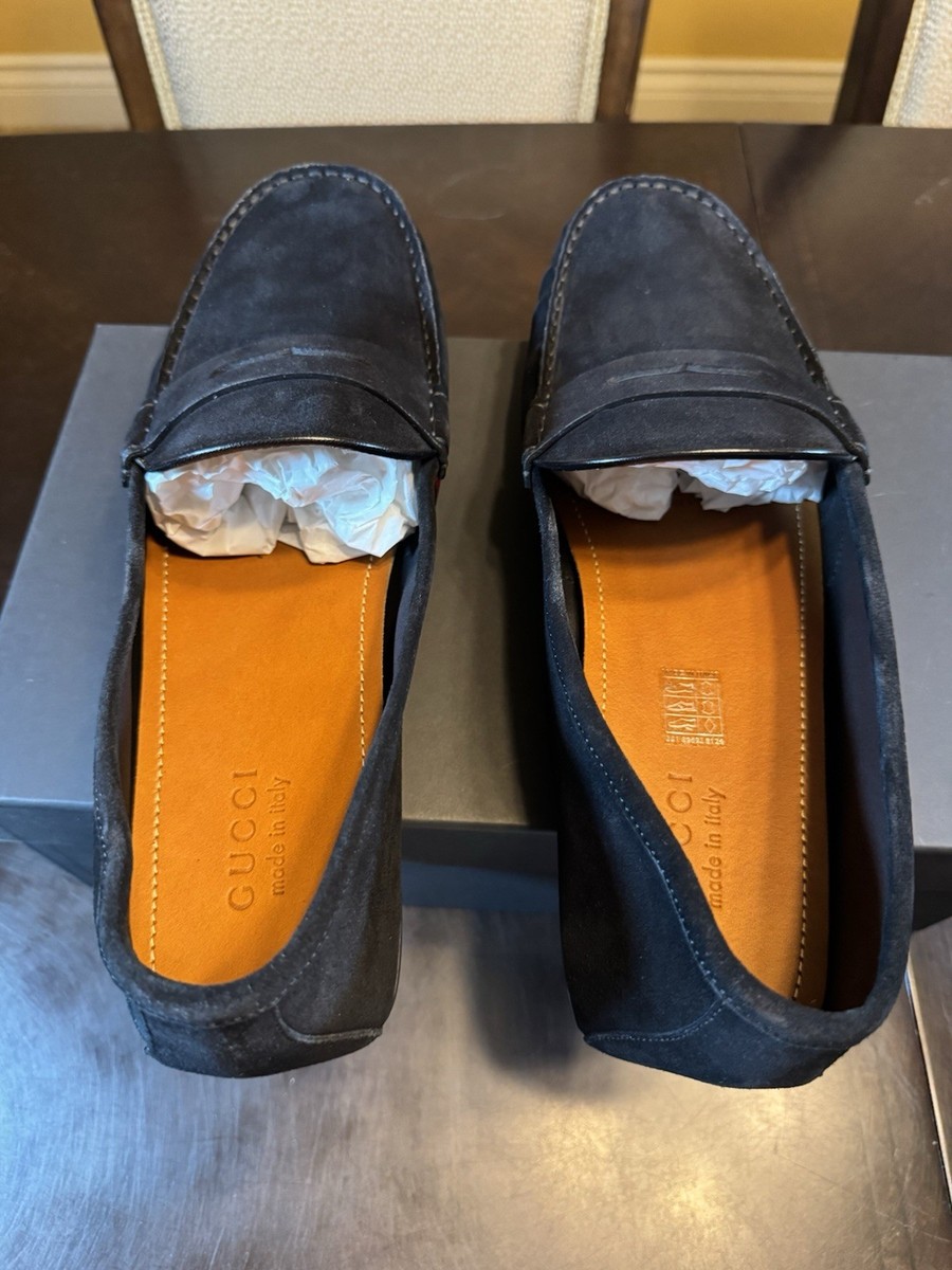 New Gucci Logo Color Black Suede Loafers Drivers Slip On  display picture 3