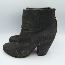 Rag Bone Newbury Ankle Boots Distressed Black Grey Suede Size 39 US 8.5