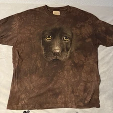 Vintage The Mountain Chocolate Lab Puppy Dog Brown Graphic T Shirt XL USA