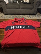 Vintage Tommy Hilfiger 5 Rugby Polo Shirt Custom Fit Collared Mens Large XL Y2K