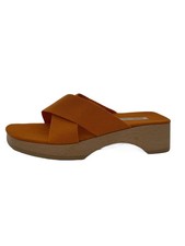 HERMES Sandals with Wood Sole, Size 37, Orange