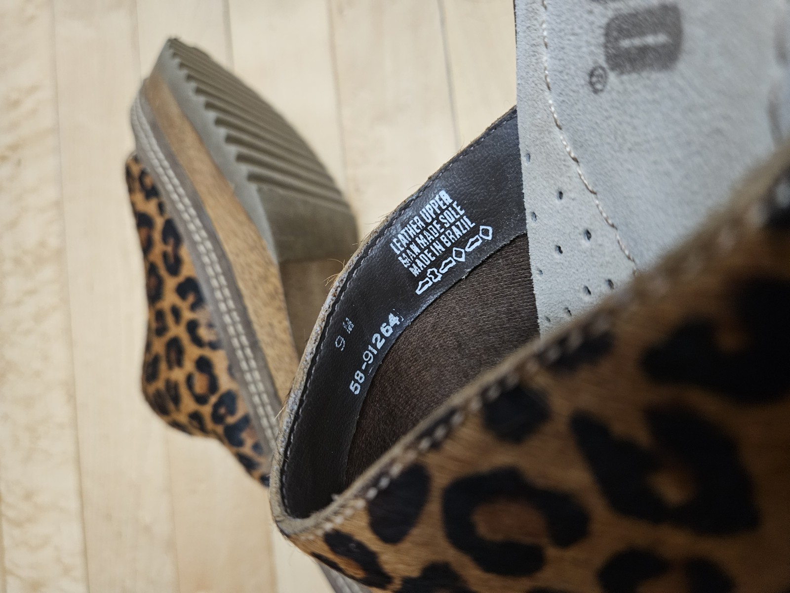 Womens 9 Bongo Leopard Platform Mules Wood Slip On Shoes 90s Y2K Vintage Rare image 7